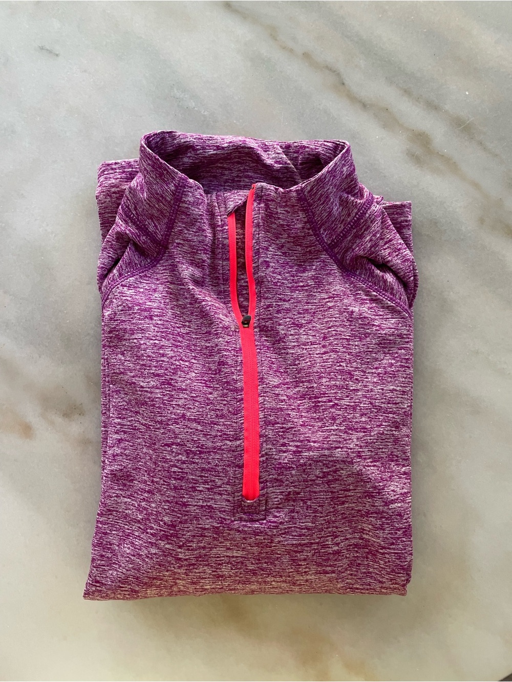 Tangerine Heathered Magenta Quarter-Zip Pullover with Coral Trim size XL